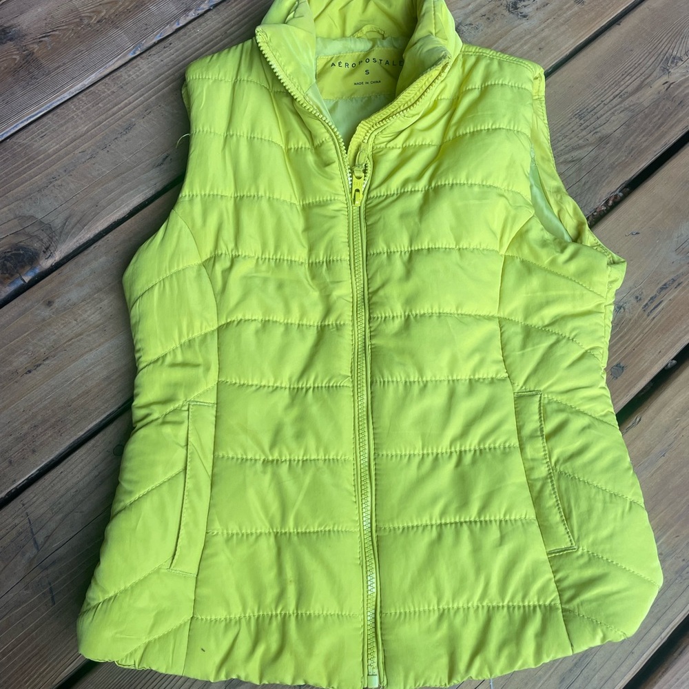 Aeropostale Women's Bright Yellow Quilted Vest